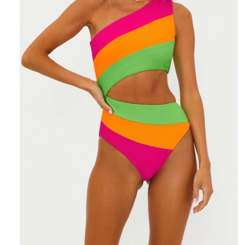NWT Beach Riot | Joyce One Piece Neon Sunset Colorblock Swimsuit